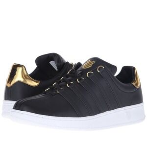 K-Swiss Men's Classic VN Metal Tennis Shoes , Black/Metal Gold Leather , 9